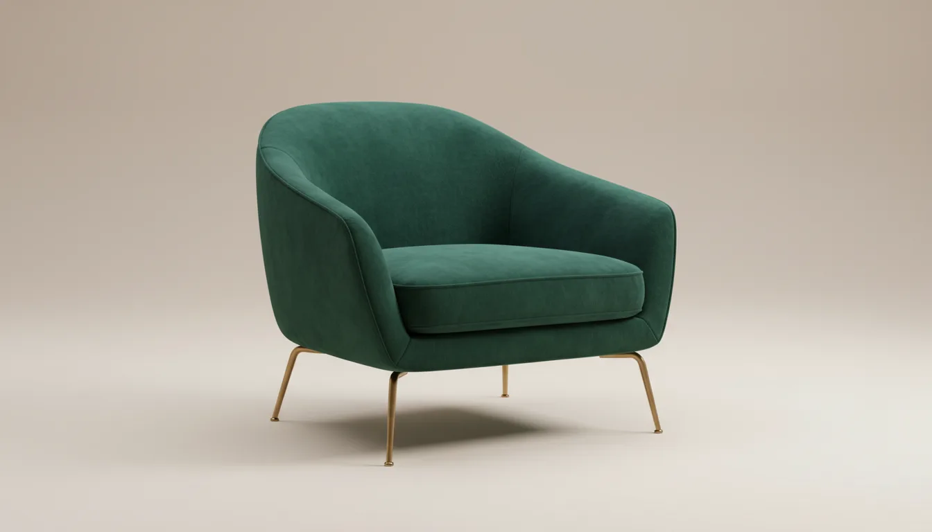 A modern armchair recolored to emerald green