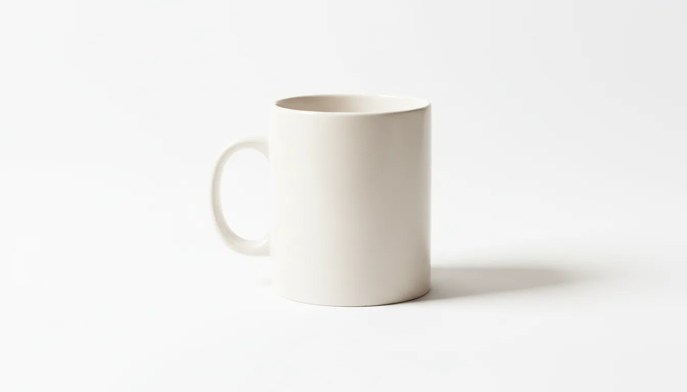 A white coffee mug on a clean pure white background