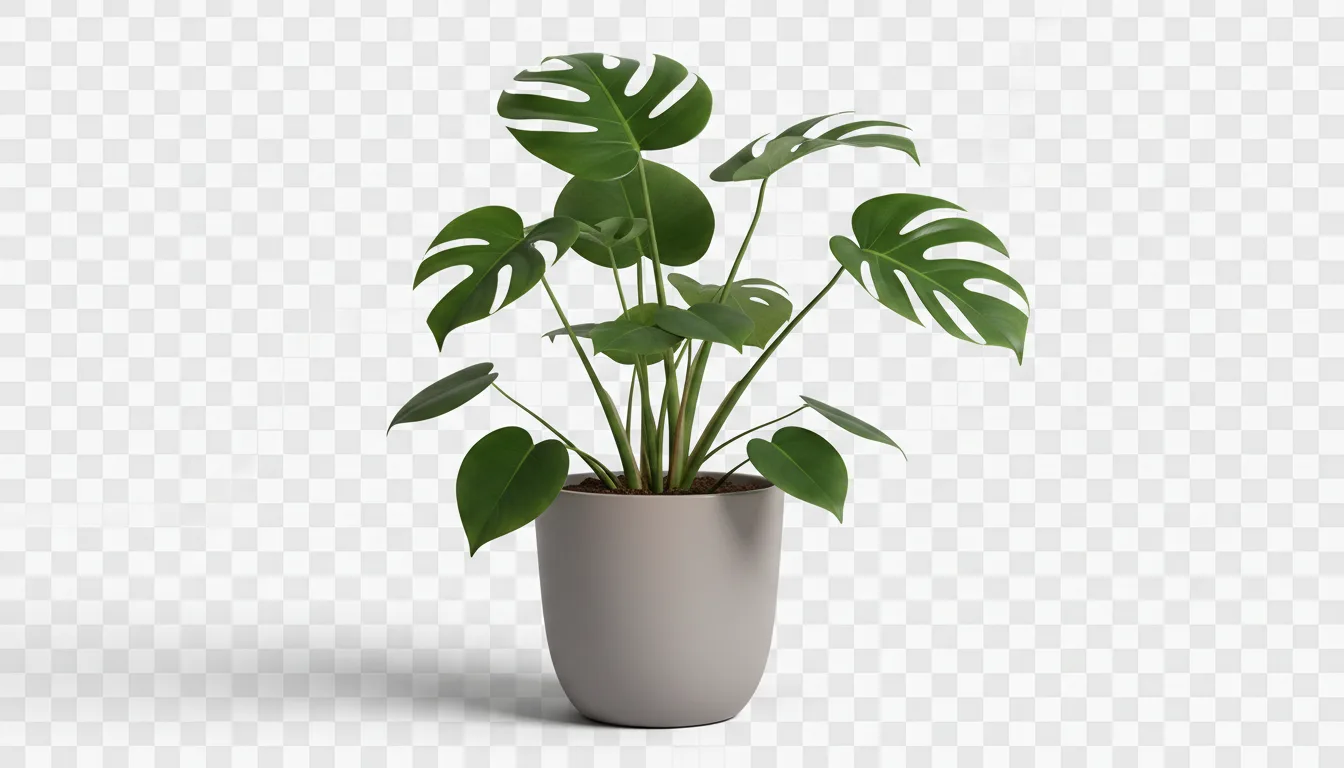 A potted plant cutout on a transparent checkerboard background