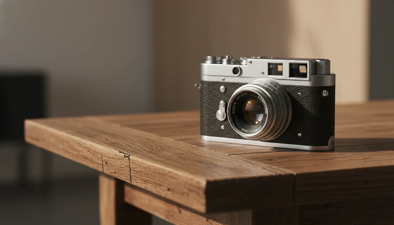 A sharp, high-detail photo of a vintage film camera