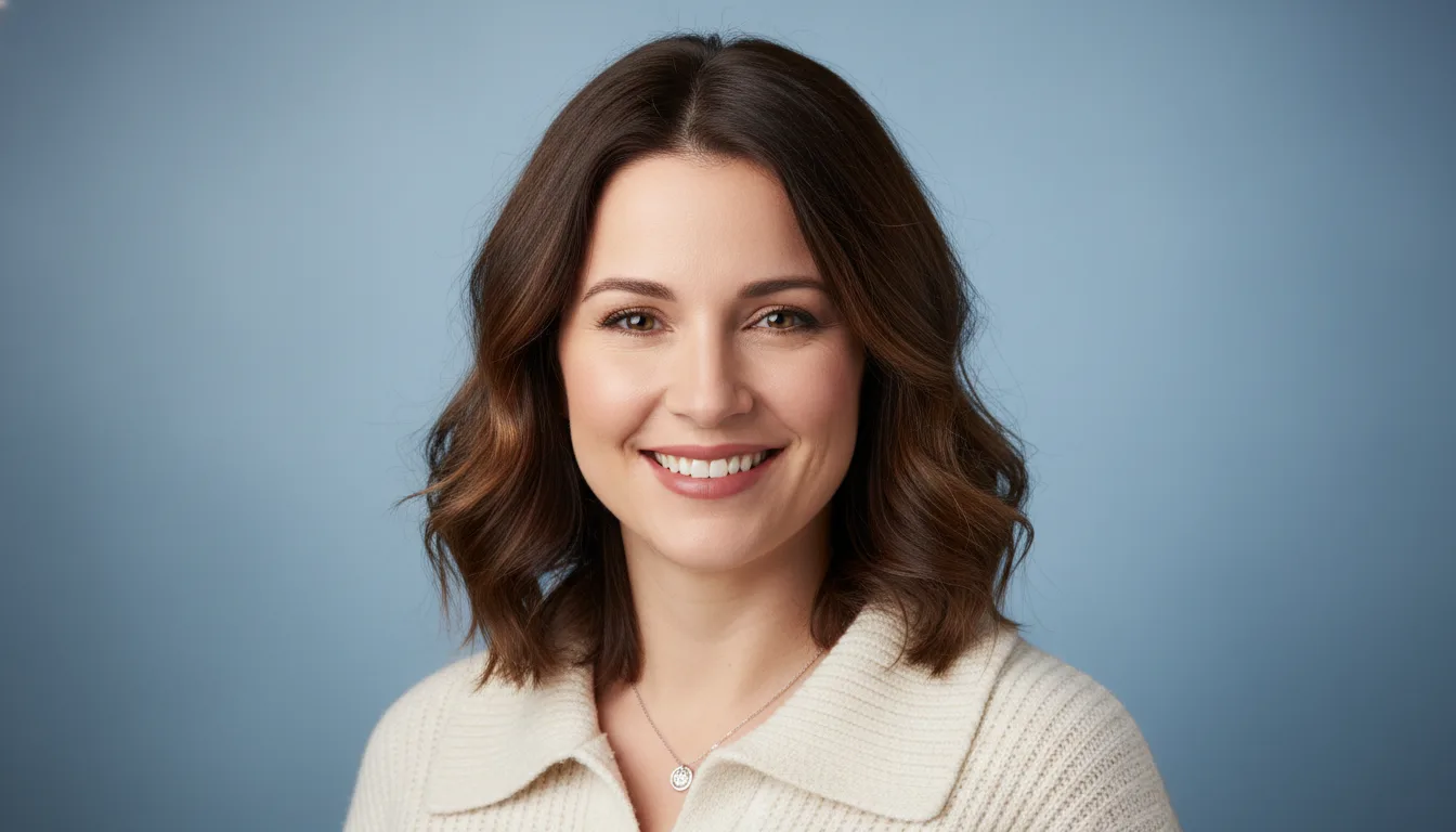 A portrait on a smooth blue-grey gradient background