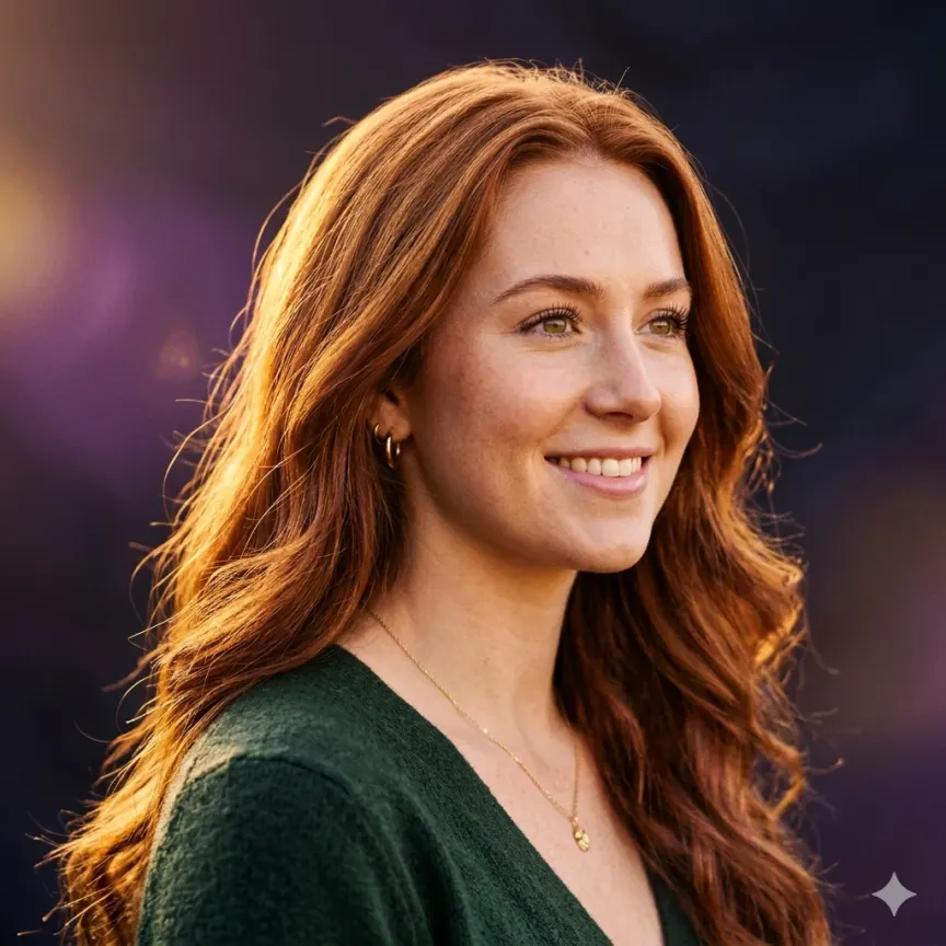 AI Image Generator — woman with auburn hair in golden hour lighting, generated from text